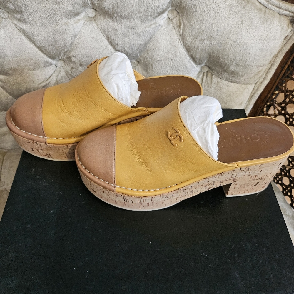 Authentic Chanel Platform Slid On Shoes. - Picture 3 of 6